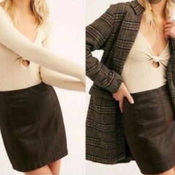 Free People Dark Brown Mini Skirt - Picture 3 of 6